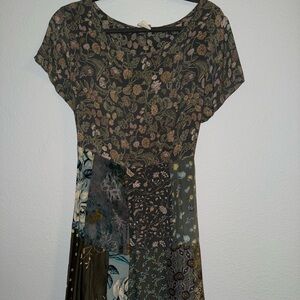 Elegant Floral Patchwork Midi Dress